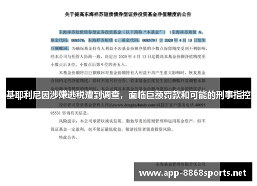 基耶利尼因涉嫌逃税遭到调查，面临巨额罚款和可能的刑事指控